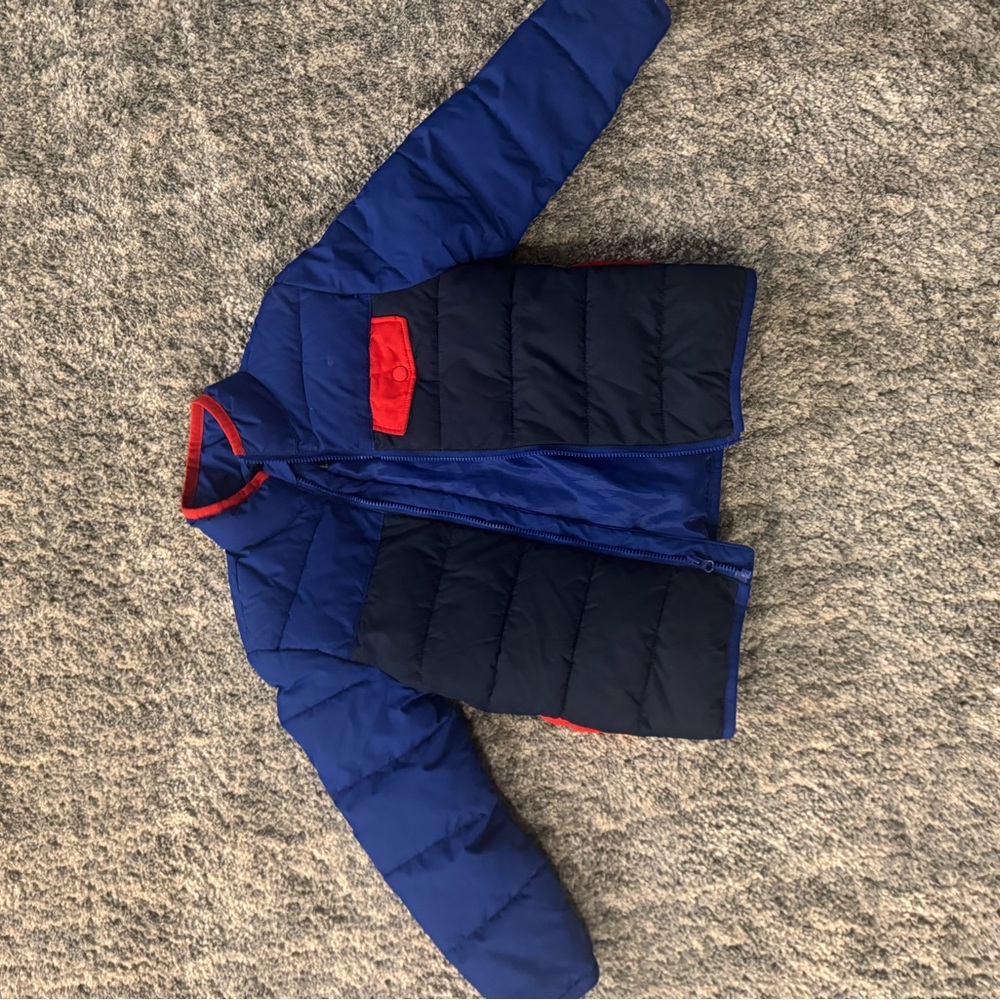 Kids Blue and Red Puffer Jacket
